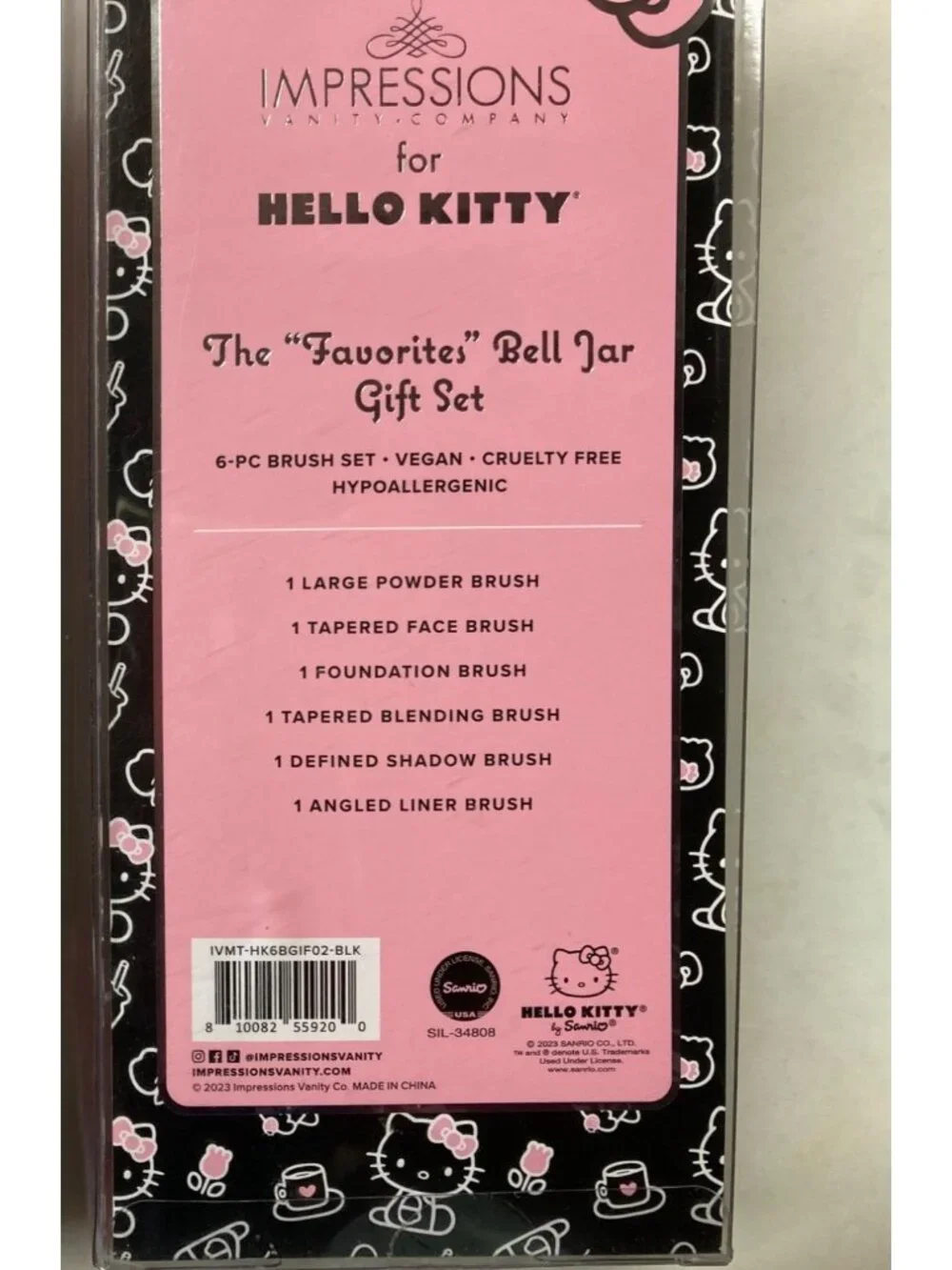 Impressions Vanity Hello Kitty 6‑Piece Makeup Brush Set Black New in Box